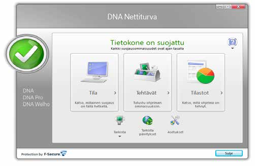 12. Laajakaistan lisäpalvelut Vaihe 7 DNA Nettiturva on nyt asennettu ja voit aloittaa turvallisen