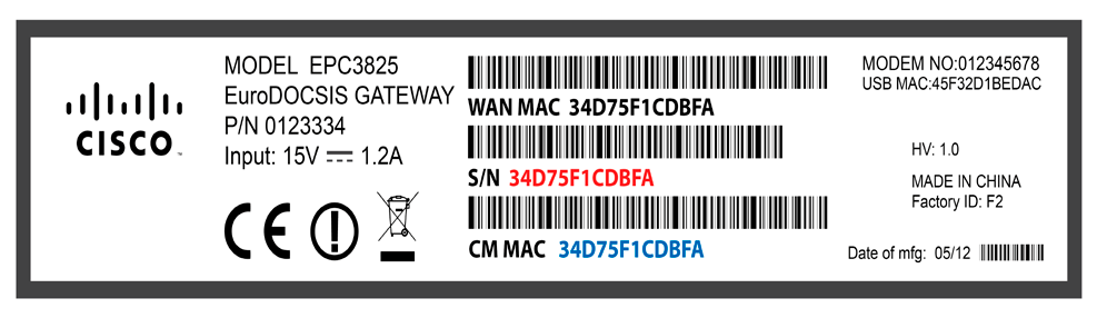 (verkon nimi): --> kuusi (6) viimeistä merkkiä CM MAC Address -kohdasta Salasana (wpa/wpa2 personal): laitteen 9-merkkinen sarjanumero
