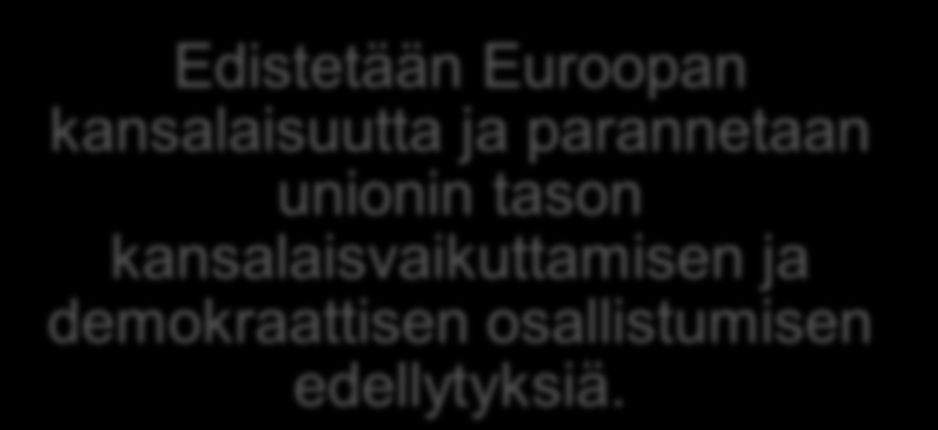 Ohjelman tavoitteet Parannetaan kansalaisten tietämystä Euroopan unionista, sen historiasta ja