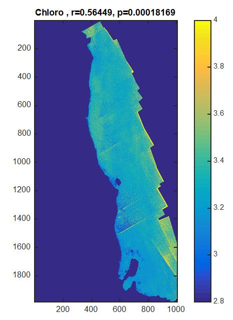 Two analysis methods were succesfull: Chlorophyll ratio, using reflectance ratio R 672 /R 706 Estimation based on chlorophyll