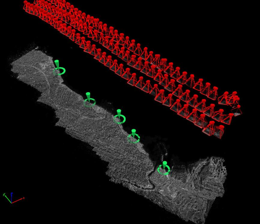 Georeferencing Area Covered: 1.53 km 2 Overlaps of individual cubes: Forward: 87% Side: 75% Average Ground Sampling Distance (GSD): 43.6 cm 434 images from 109 cubes Four bands Ch05 (L0=531.