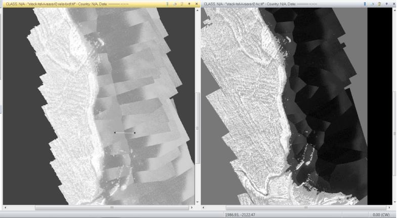 Mosaics Visual evaluation indicated quite large nonuniformity of mosaics Nonuniformity is lower for band 05 than for band 34