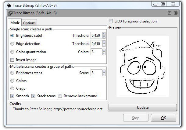 Handissä on Autotrace-toiminto ja Adobe Flashissä Trace Bitmap. Joihinkin vektorigrafiikkaohjelmiin on hankittava erillinen trace-lisäosa bittikarttakuvien vektorointiin.