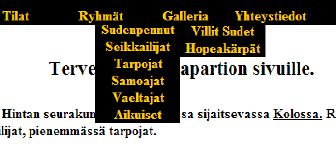 4 SIVUJEN TOTEUTUS 4.1 Sivujen rakenne Sivujen toteutus aloitettiin suunnitteluvaiheen päättymisen jälkeen. Suunnittelussa oli tullut esille monia asioita, jotka haluttiin toteuttaa.