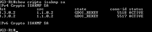 79 show crypto isakmp sa, josta nähdään kuinka laitteella on muodostunut ISAKMP sille määritellyn KS kanssa (ks. kuvio 44) KUVIO 44.