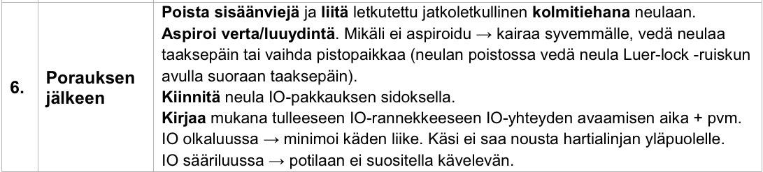 56 Aikuisten ja lasten toimintaohjeen kuudennessa osiossa (Kuva 16) kerrotaan porauksen jälkeiset tapahtumat vaihe vaiheelta. Porauksen jälkeen on monta tärkeää kohtaa, jotka tulee huomioida. Kuva 16.