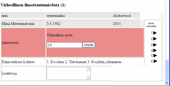 Kurssivastaava voi merkitä kurssit suoritetuiksi ruksaamalla kurssin kohdalla olevan laatikon ja painamalla sen jälkeen Merkitse valitut suoritetuiksi painiketta.