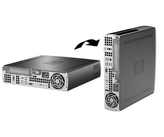 Tornitelineen kiinnittäminen ja irrottaminen Ultra-Slim Desktop -tietokoneen käyttäminen tornikokoonpanossa: 1.