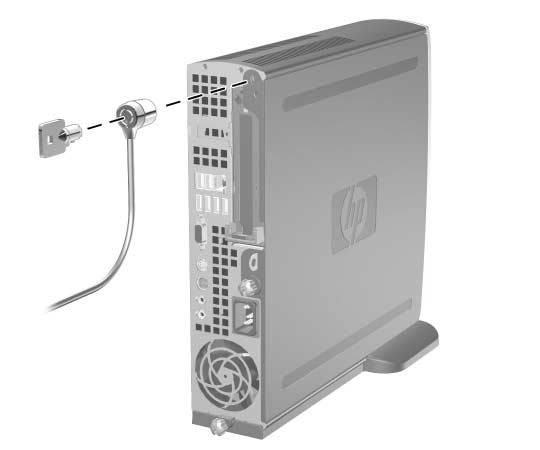 C Turvatoimet Tulo-/lähtösuojaus Lisätietoja Ultra-Slim Desktop -tietokoneen turvaominaisuuksista on Tietokoneen asetusoppaassa (F10) ja Pöytäkoneen hallintaoppaassa, jotka ovat Documentation CD