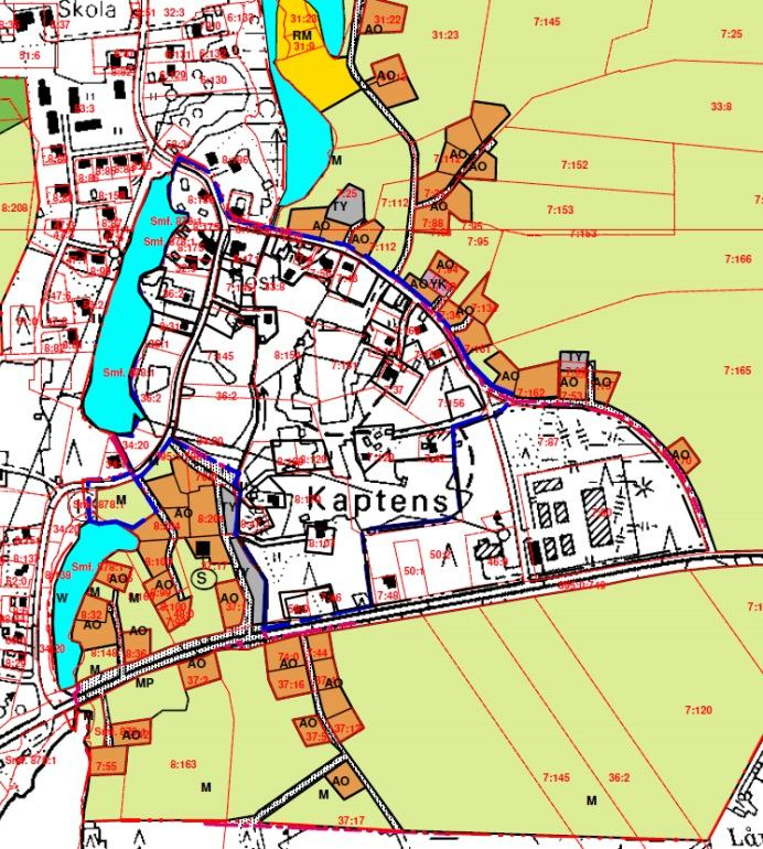 Bild 3. Del ur Bosund delgeneralplan, godkänd 24.4.2002. Kuva 3. Ote Bosundin osayleiskaavasta, hyväksytty 24.4.2002. Detaljplan På planeområdets sydostligaste del finns en detaljplan för industriområdet från 1985 (ca 4,1 ha).