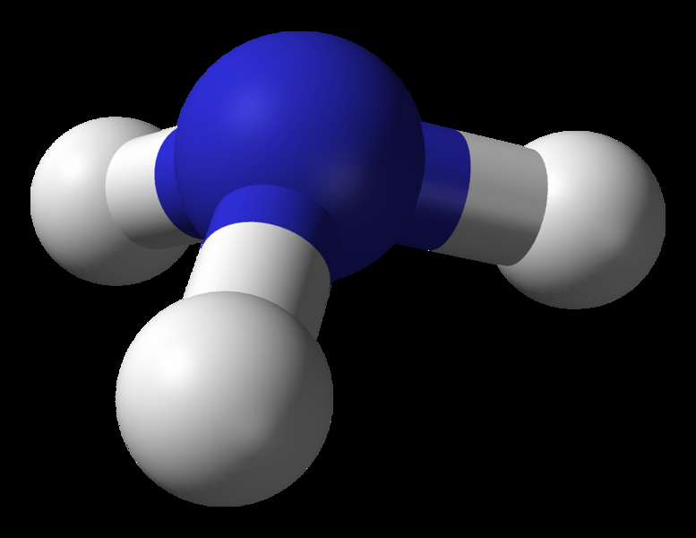 Esimerkki Ammoniakin NH 3 atomien karteesisiksi koordinaateksi on laskennallisen kemian ohjelmalla saatu (yksikkönä