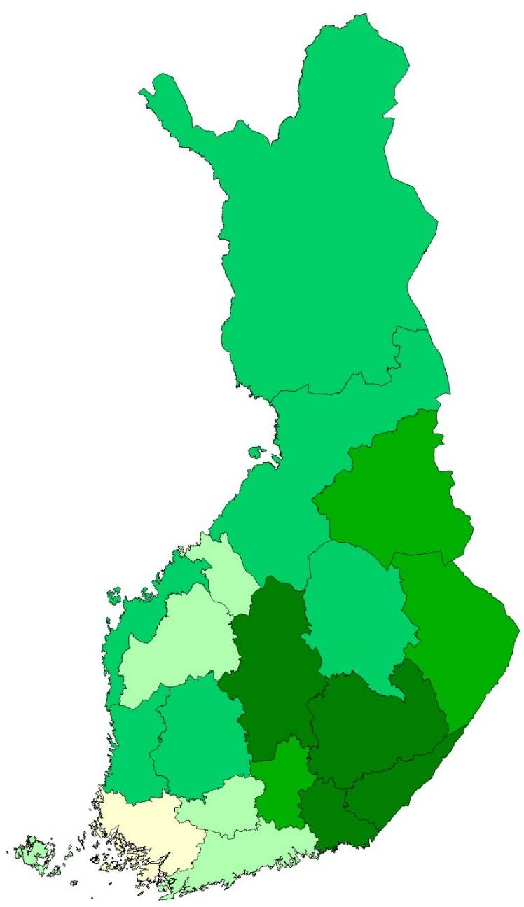 METSÄTEOLLISUUS ON OLEELLINEN OSA MAAKUNTIEN ELINVOIMAISUUTTA 6 maakuntaa kärjessä: