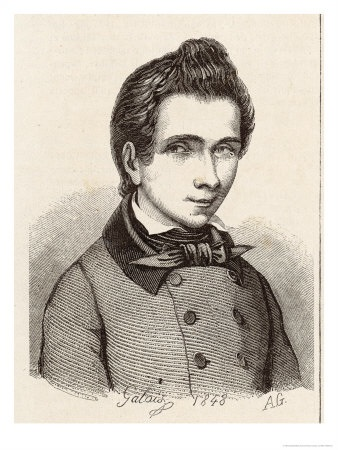 Évariste Galois (1811-1832) Ranskalainen matemaatikko Galois oli erittäin lahjakas jo hyvin nuorena. Hänen julkaisuyrityksensä kuitenkin epäonnistuivat kerta toisensa jälkeen.