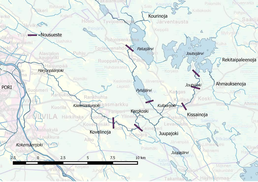 10 2 HARJUNPÄÄNJOKI Harjunpäänjoki sijaitsee Satakunnassa. Joki alkaa Ulvilasta, ja se laskee Kokemäenjokeen Porissa (kuva 1).
