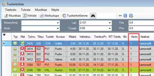 Enemmän tuloksia saat, jos lisäät hakuehtoja, esimerkiksi työ-, tilaus- ja asiakasnumeroja. Kuva: Esimerkki työ-, tilaus- ja asiakasnumerolla hausta.