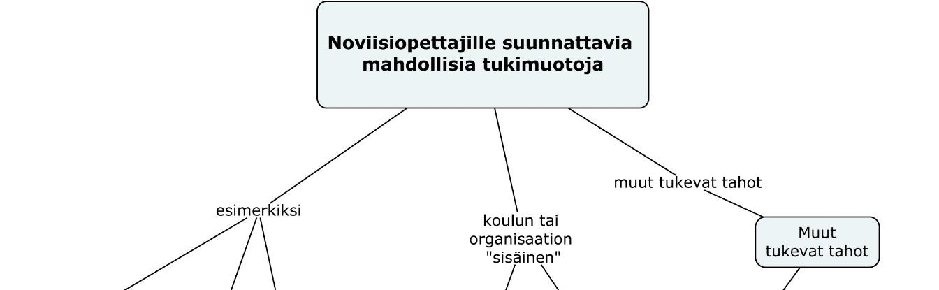NOVIISIOPETTAJIEN OSAAMINEN JA TUEN TARVE Kuva 2. Esimerkkejä noviisiopettajien tukitoimien eri muodoista (Handolin-Kiilo, 2015; Handolin et al, 2010).