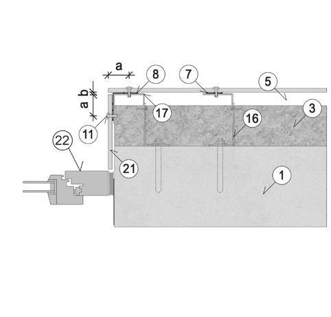 30/40 mm b Levysauma 8 mm Vaakasuora liitos, poikkileikkaus pystysuoraan 8 EPDM-saumanauha 90 mm (valinnainen) 10 Kiinnityspisteen profiili/kiinnike 11 Niitti