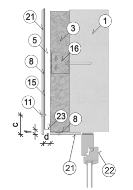 Niittikiinnitys alumiinirankaan Ikkunalauta, poikkileikkaus pystysuoraan 8 EPDM-saumanauha 90 mm (valinnainen) 11 Niitti 4,0 x 20 K14 15