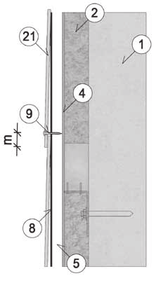 40 mm 1:2-kiinnitys (kaksinkertainen verhous) Kiinnityksen yksityiskohdat, puu paksuus, mm Suurin kannatinväli Suurin kiinnitysväli 8