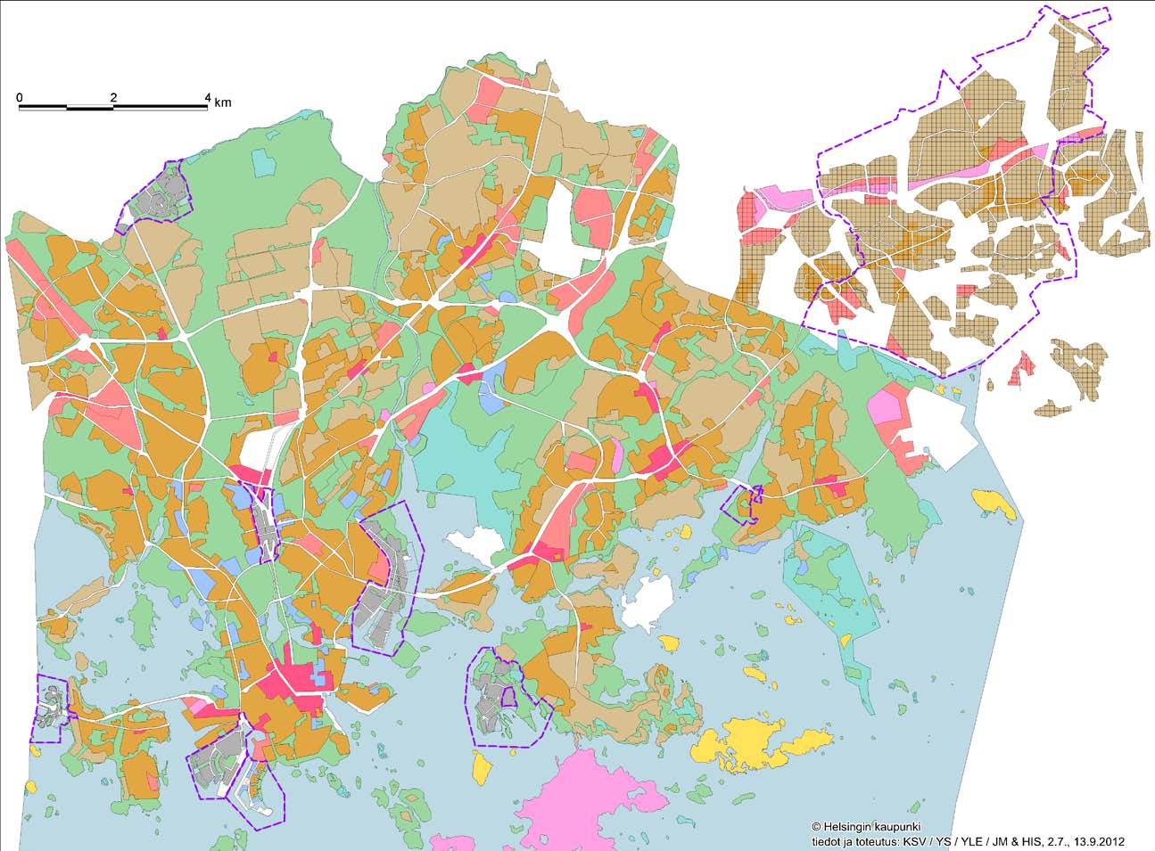 Yleiskaava 2002:n ja osayleiskaavatietojen yhdistäminen Käyttäen pohjana vuoden 2007 yleiskaavatiedostoa luotiin yleiskaavayhdistelmä.