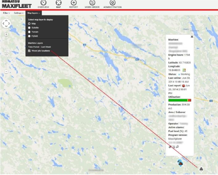 54 KUVA 23. MaxiFleetin karttanäkymä.