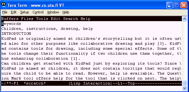 Tekstinkäsittely ja WYSIWYG Teksti Emacs-editorissa (Unix-pääteyhteys) vs.