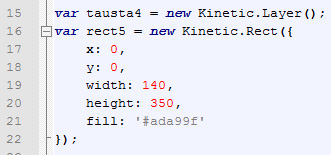 35 Bannerin muutkin elementit luodaan samaa syntaksia hyödyntäen, mutta ne kannattaa lisätä omille kerroksille (layer).