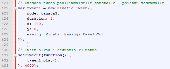37 via parametreja erikseen (vertaa lukuun 3.3). Toisaalta koodi myös vie enemmän rivitilaa. Kerrosten käyttämisen oppi nopeasti ja se helpotti canvasin kanssa työskentelyä.