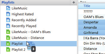 2 Kappaleiden lisääminen soittolistaan: Napsauta kappaletta hiiren oikealla painikkeella ja valitse Add to Playlist (Lisää soittolistaan).
