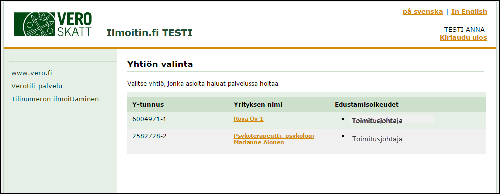 Yhtiön valinta,