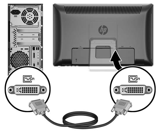 DVI-D (digitaalisen) -videokaapelin kytkeminen DVI-digitaalisessa käytössä kytke toinen DVI-D-signaalikaapelin pää näytön takana olevaan DVIliittimeen ja toinen pää tietokoneen DVI-liittimeen.