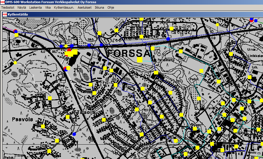 11 4 DMS 600 JAKELUVERKON KÄYTÖNTUKIJÄRJESTELMÄ DMS 600 on ABB Oy: n valmistama graafinen paikkatietoon perustuva jakeluverkon käytöntukijärjestelmä ja se koostuu kolmesta erillisestä ohjelmasta,