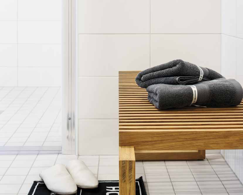 Skanska Design Varusteet Kylpyhuone, wc ja sauna Uuden kylpyhuoneesi pinnat ovat selkeitä ja materiaalit