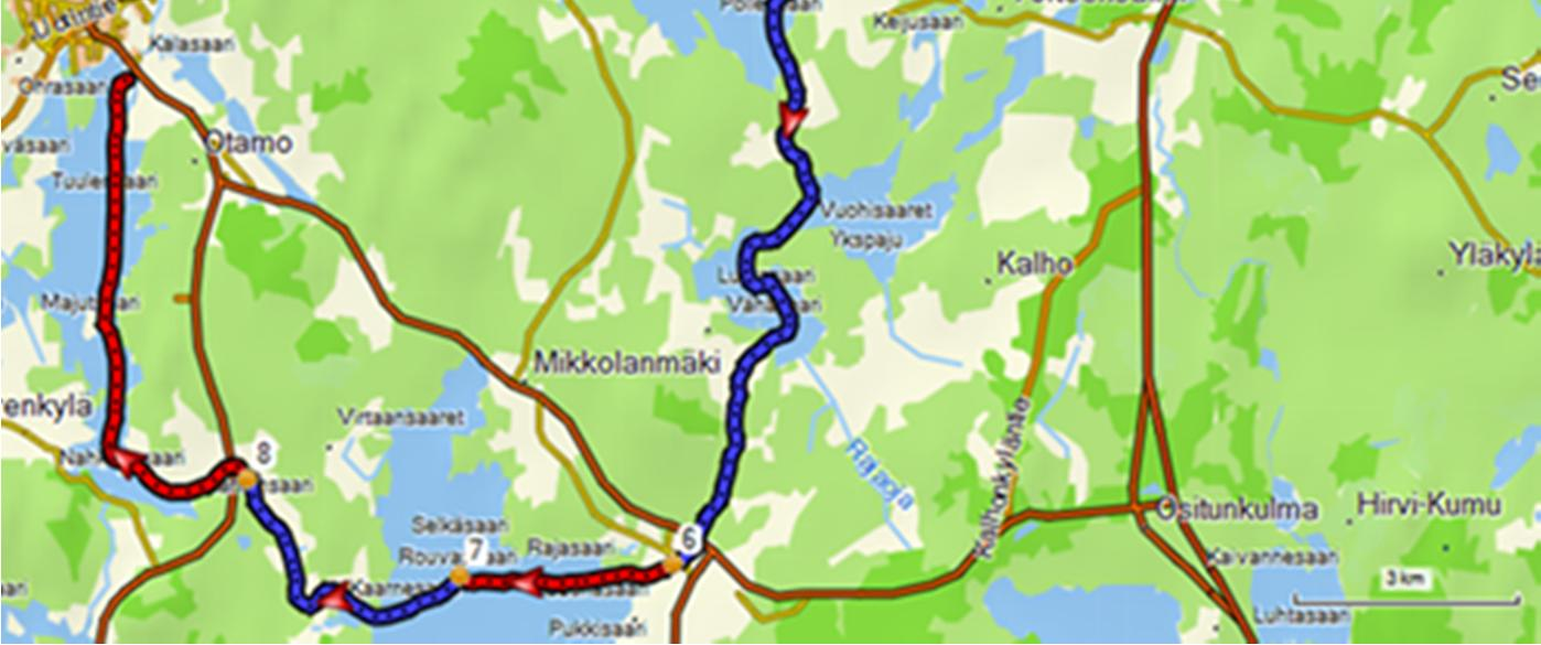 Kalastusporukan laavu Kirveskosken pato 3,8 Km 4. Kirveskosken pato Haavistonniemen laavu (Huutoniemi) 5,6 Km 5.