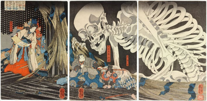 Alun perin idean jättiläismäisestä luurangosta taisin saada Utagawa Kuniyoshin puupiirros Takiyasha the Witch and the Skeleton Spectre (n. 1844).