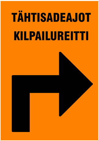 100cm (korkeus) kokoinen X-RALLI KILPAREITTI Ohjausmerkkien nuolikuviot, suositus nuolen muodosta nuoli-ikkunan vähimmäiskoko enimmäiskoko on 200 mm x 200 mm ja