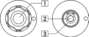 2. Asennusregas. 3. Syöttöpyörä. 4. Suojus. 1. Suojus. 2. Säätöruuvi M10. 3. Puristusjousi. Kääntämällä ruuvia M10 myötäpäivään lisää jousipainetta ja lisää myös jarrumomenttia.