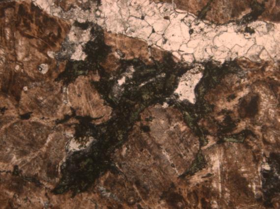 TAS-diagrammin (Kuva 13) feniittiytymisasteen mukaan kivi on karbonaattiutunutta keskiasteen feniittiä syeniittistä feniittiä, josta kertovat karbonaatin, albiitin, klinopyrokseenin (egiriinin) ja