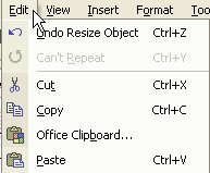 Valikon mukautuminen: Copy, Cut, Paste ja Undo Undo mukautuu: kertoo mitä peruutetaan