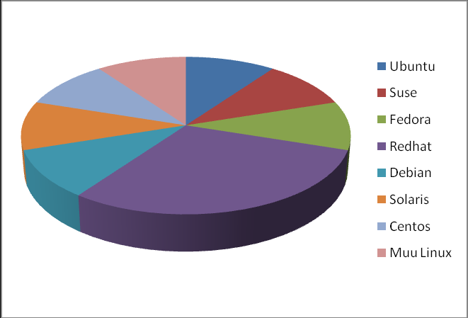 30 Yleisimmät Linux-jakelut haastatelluissa organisaatiossa olivat Redhat ja SUSE.