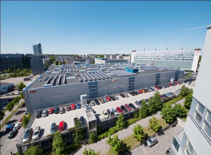 grid, 400 V Solar modules: poly-csi Customer: Property management of ABB factory in