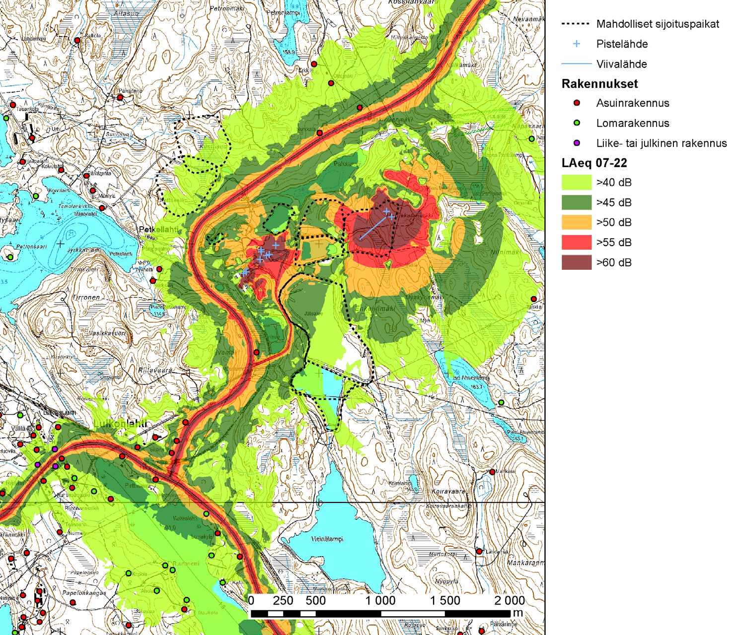 8.13.3 NYKYTILAN MUUTOSHERKKYYS Luikonlahden rikastamon lähiympäristön herkkyys meluvaikutuksille on keskinkertainen.