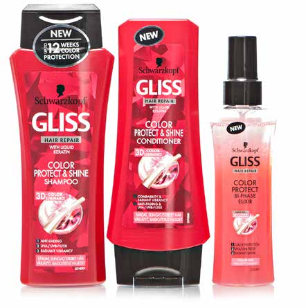 Gliss SHAMPOO JA HOITOAINEET Värjätyille hiuksille: shampoo 250 ml, hoitoaine 200 ml