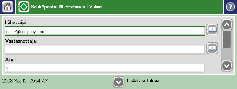 Valitse Aihe ja kirjoita teksti. Valitse OK. Valitse Sähköposti.