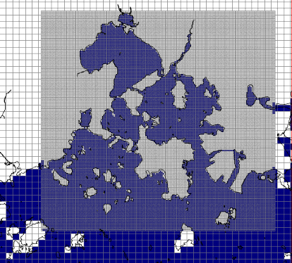 9 Kilometrin resoluutiolla kuvattu alue on laajuudeltaan 75x70 km 2, 250 metrin resoluution on 21x17 km 2 alueella ja tarkin 50 metrin resoluutio kattaa 9x8.5 km 2 :n alueen.