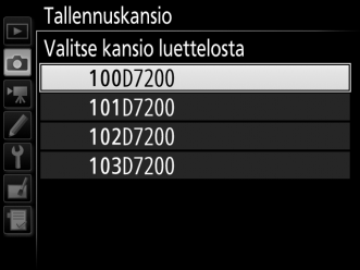 3 Tallenna muutokset ja poistu. Paina J päättääksesi toiminnon ja palataksesi päävalikkoon (poistu valitsematta tallennuskansiota painamalla G- painiketta).