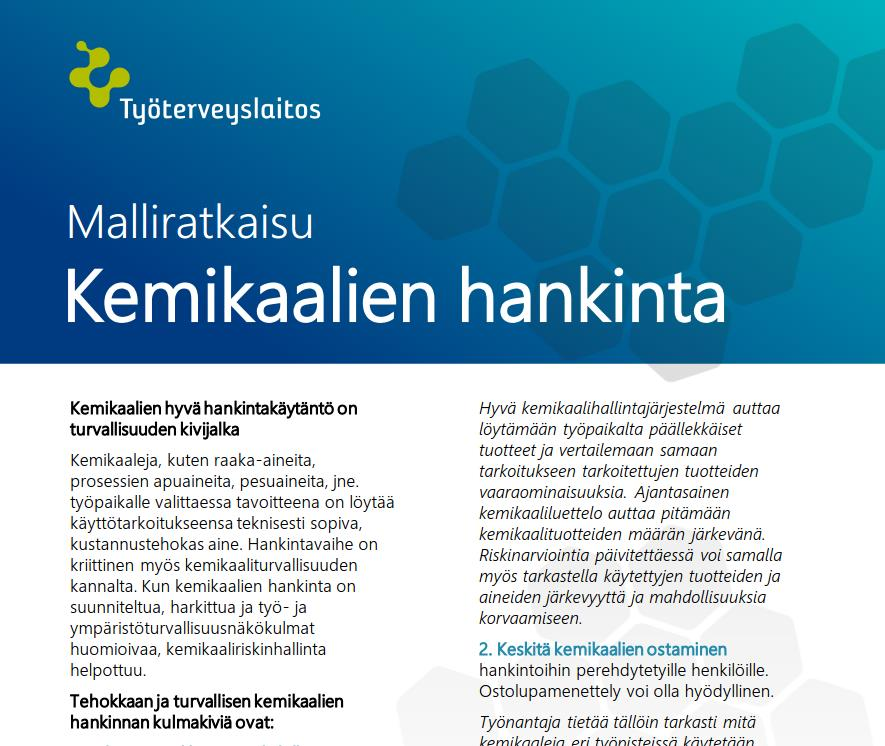 Haitallisten kemikaalien hankkimisen välttäminen Paras keino välttää korvaamisprosessiin joutumista on varmistaa,