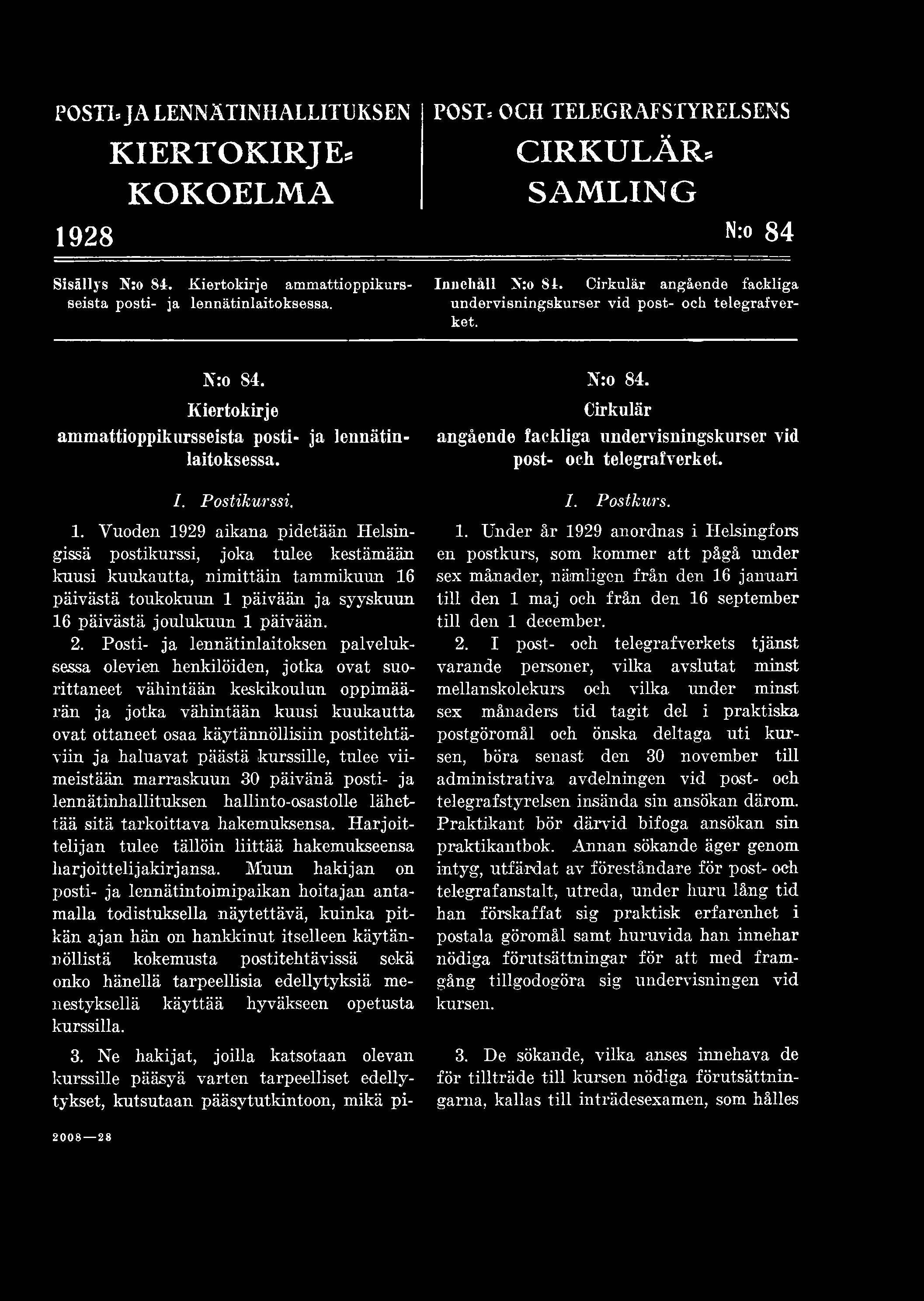 Postikurssi. 1.