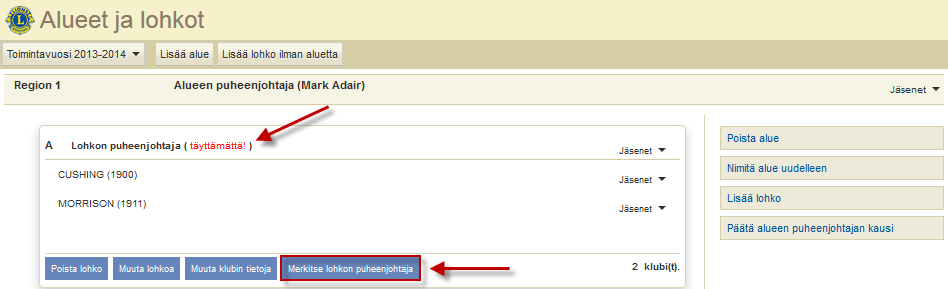 Kohdassa Lisää uusi lohko, anna nimi lohkolle. Klikkaa OK. Käytä Muuta klubeja -painiketta, kun haluat lisätä klubeja lohkoon.