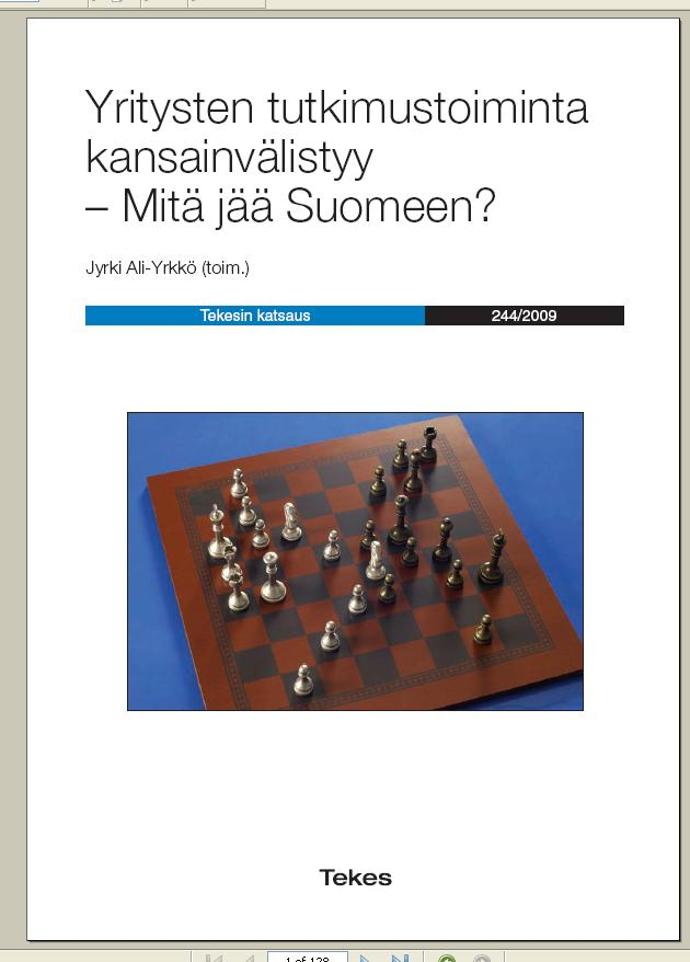 Tähän kirjaan on koottu keskeiset tulokset puolitoista vuotta kestäneestä tutkimushankkeesta, jonka teemana oli tutkimus- ja tuote-kehitystoiminnan (t&k) kansainvälistyminen.